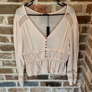 Buffalo Cream Lace Ruffle Women’s Blouse